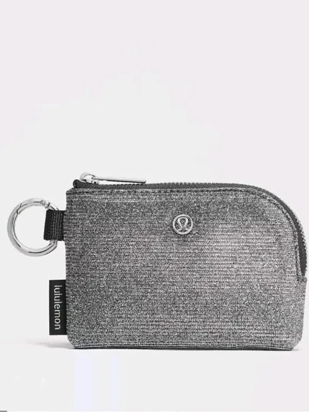 lululemon Glitter Black Silver Clippable Card Pouch